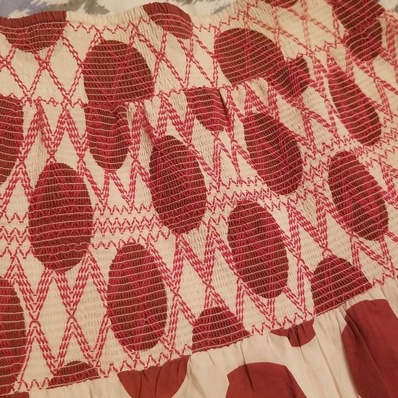 Anthropologie Maeve Polka Dot Smocked Mini Dress Cream/Rust NWOT Sz. XS - Picture 4 of 9